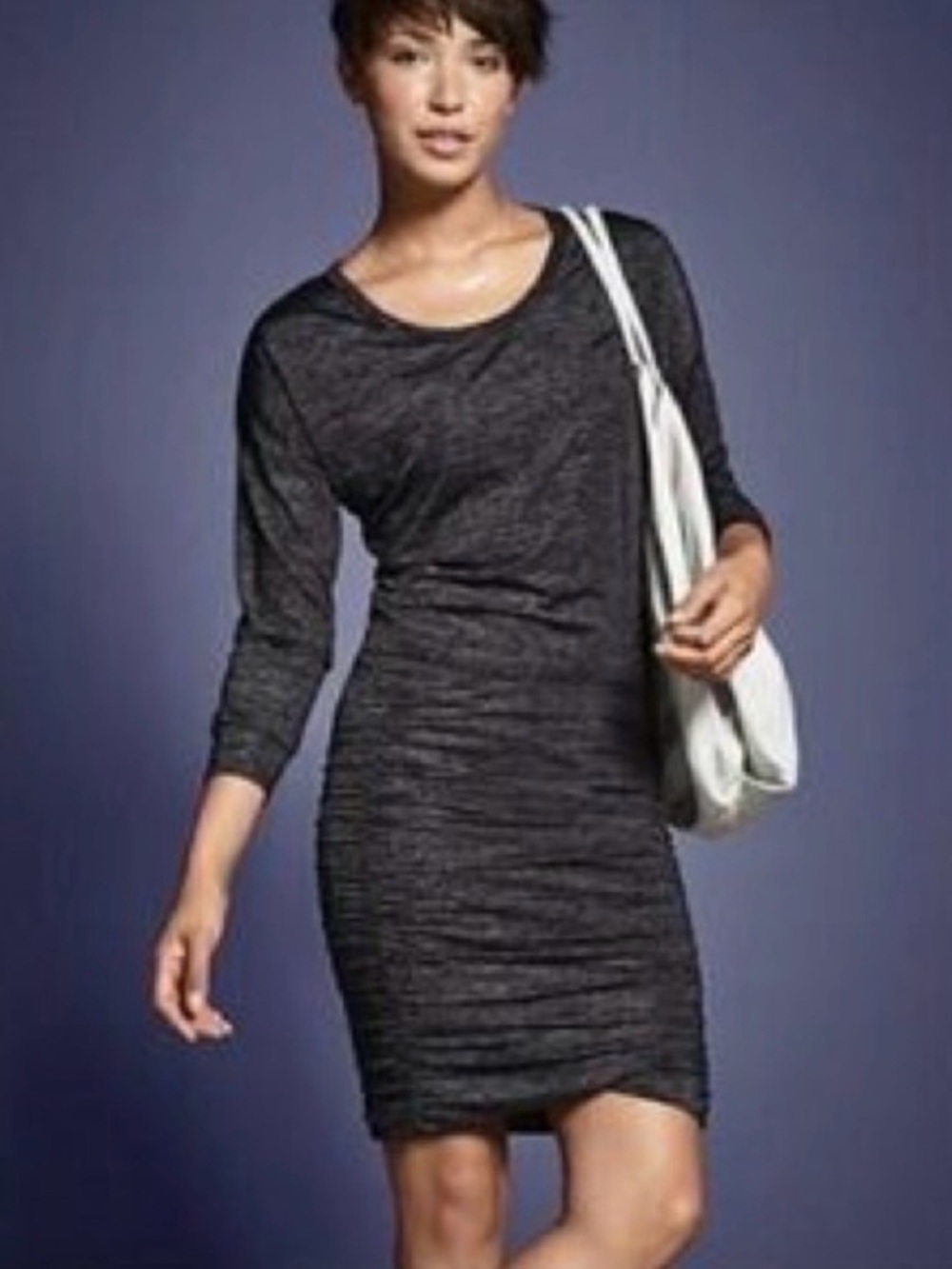 NWT Athleta Tulip Long Sleeve Dress Heathered Gray Black Size M - Picture 7 of 7